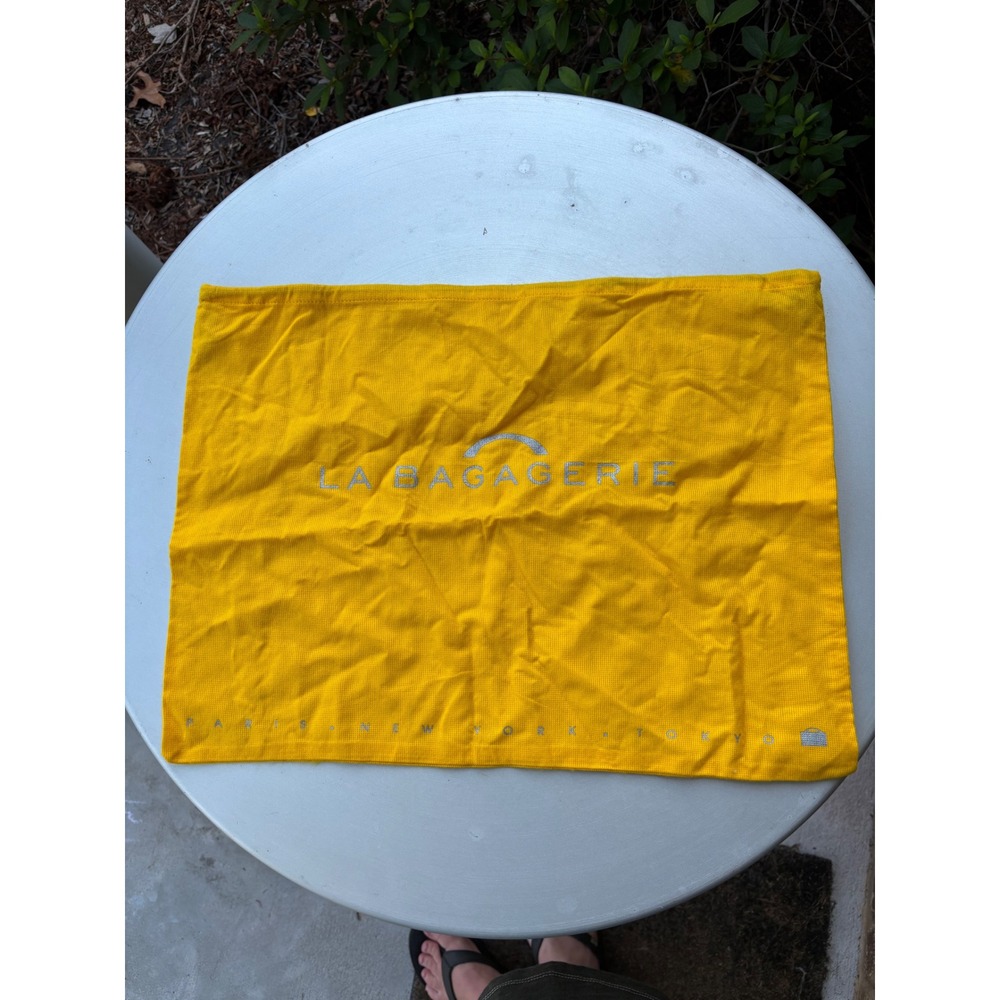 La Bagagerie Paris Yellow‎ Woven Handbag Dust Bag Silver Logo 18.5x14.5